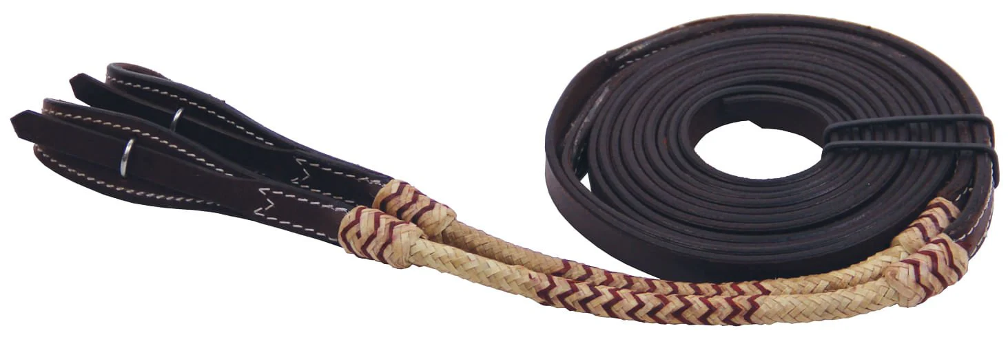 Buffalo Leather Rolled Rawhide Split Reins, 8 ft - Image 1
