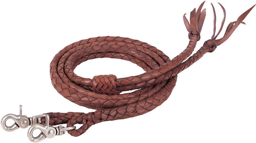 Round Braided Latigo Split Reins, 1/2" X 7' - Image 1