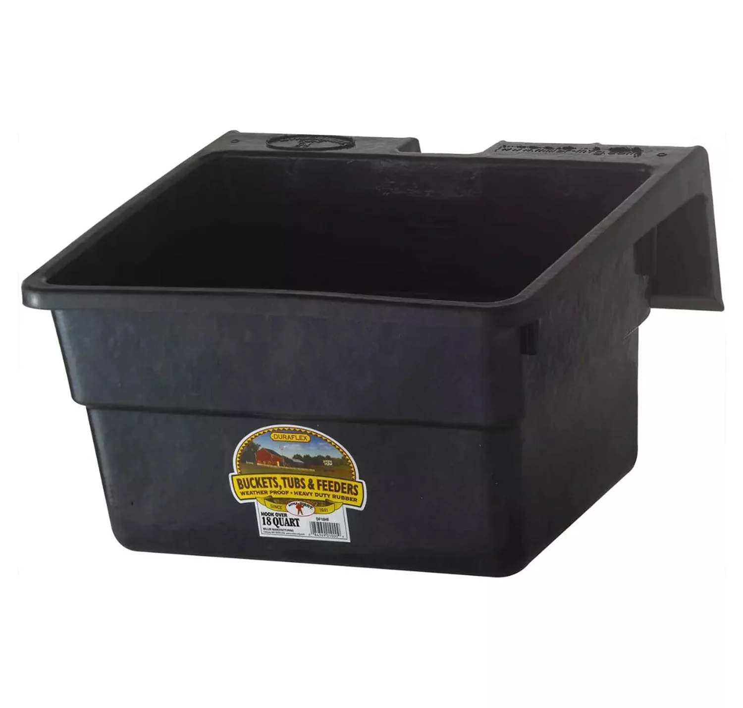Little Giant Rubber Hook-Over Feeder, 18 qt, Black - Image 1