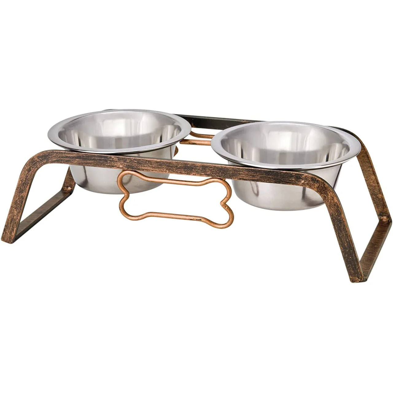 Ruff N Tuff Rustic Bone Double Diner for Dogs - Image 1