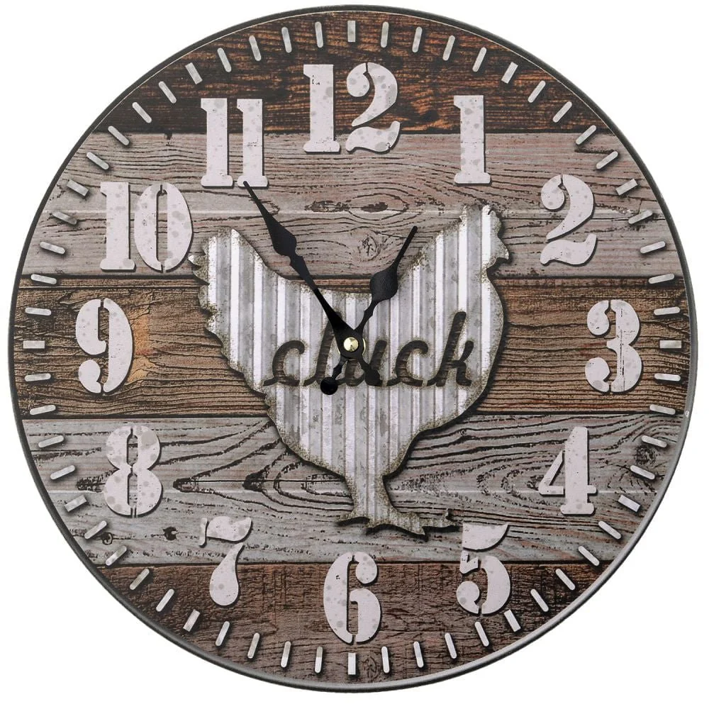 Rustic Chicken Wall Clock