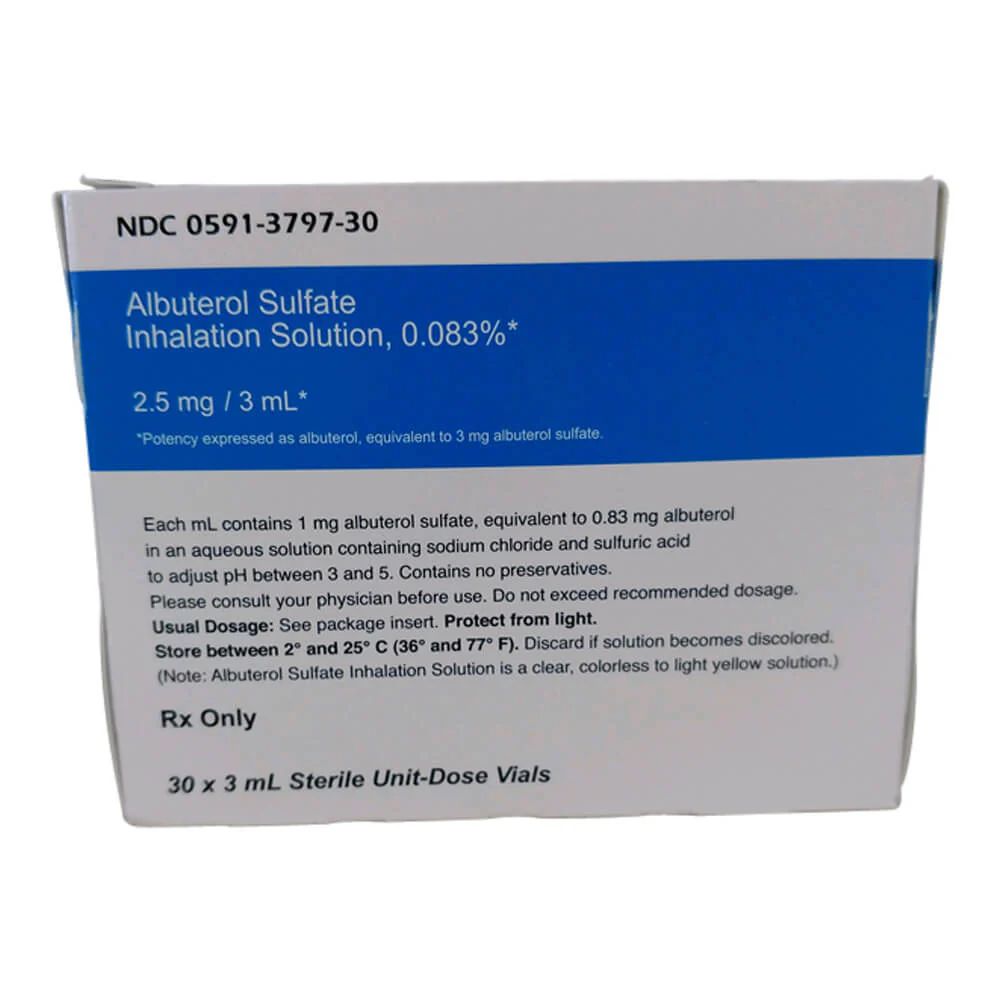Rx Albuterol Inhalation Solution, 0.083%, 3ml - Image 1