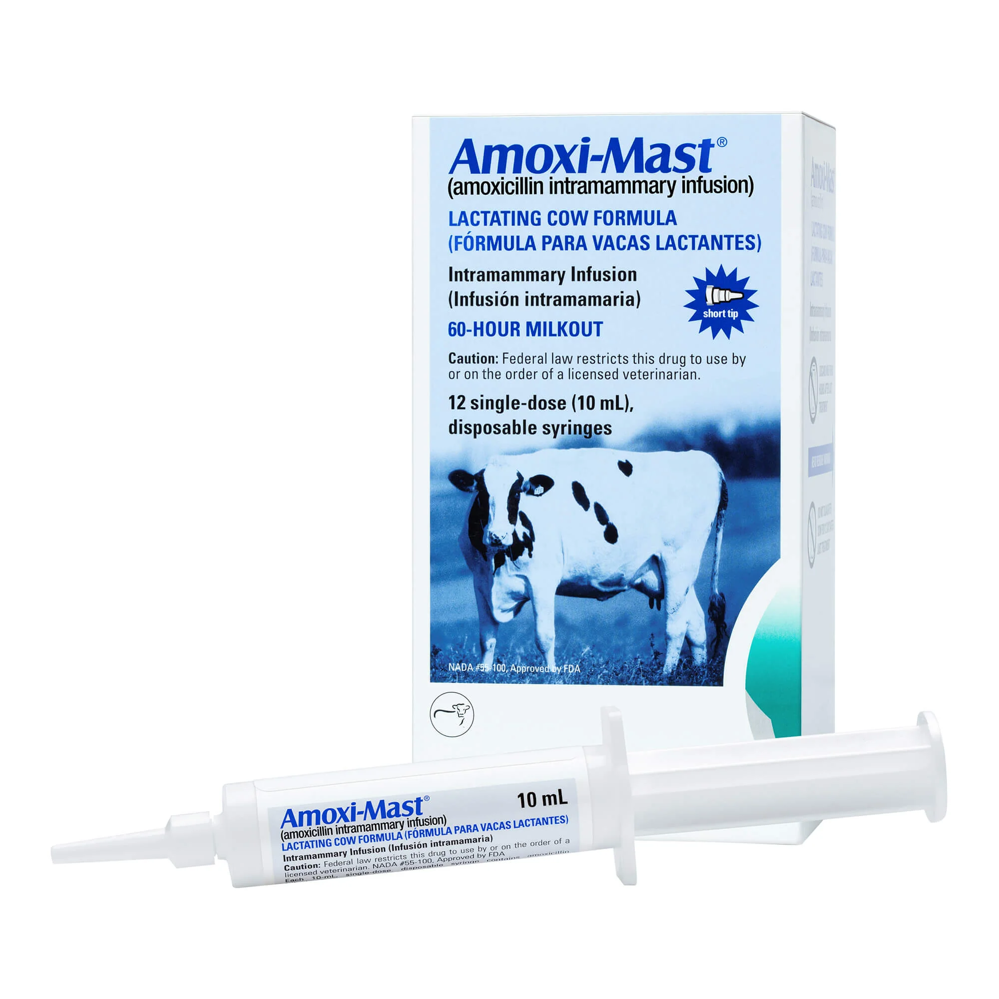 Rx Amoxi-Mast (amoxicillin intramammary infusion) Lactating Cow Formula, 12 single-dose 10mL syringes - Image 1