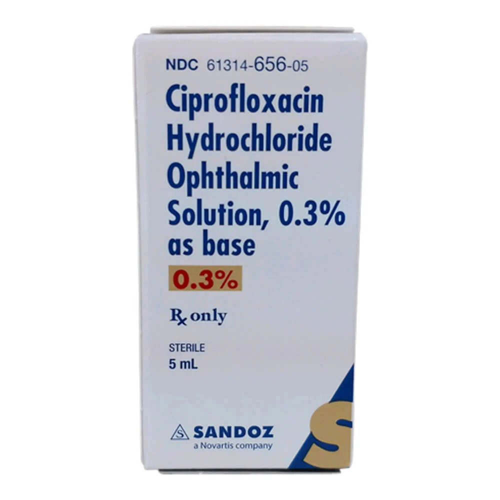 Rx Ciprofloxacin HCl Opth Solution 0.3% x 5 ml - Image 1
