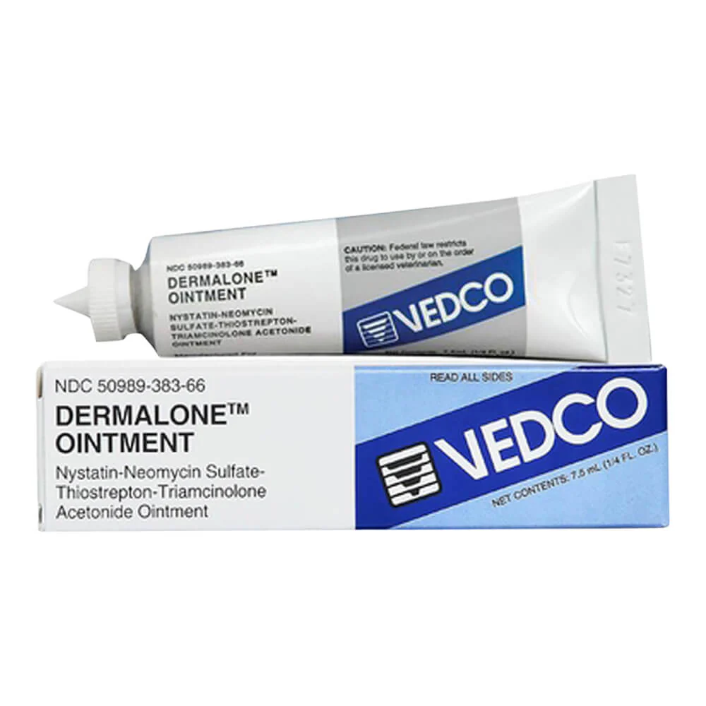 Rx Dermalone (nystatin-neomycin sulfate-thiostrepton-triamcinolone acetonide) Ointment for Cats & Dogs - Image 1
