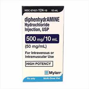 Rx Diphenhyrdramine (Generic) Injection for Dogs & Cats, 50mg/ml x 10mL - Image 1