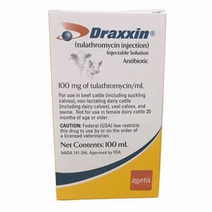 Rx Draxxin (tulathromycin) Injectable Solution for Swine & Cattle, 100 mg/mL - Image 1