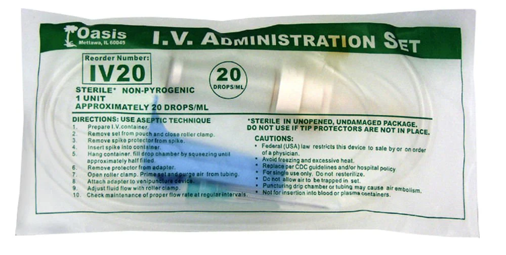 Rx Dripvet IV Set, 20 drop (72 inch) Not Vented-with Needle-1 Port - Image 1