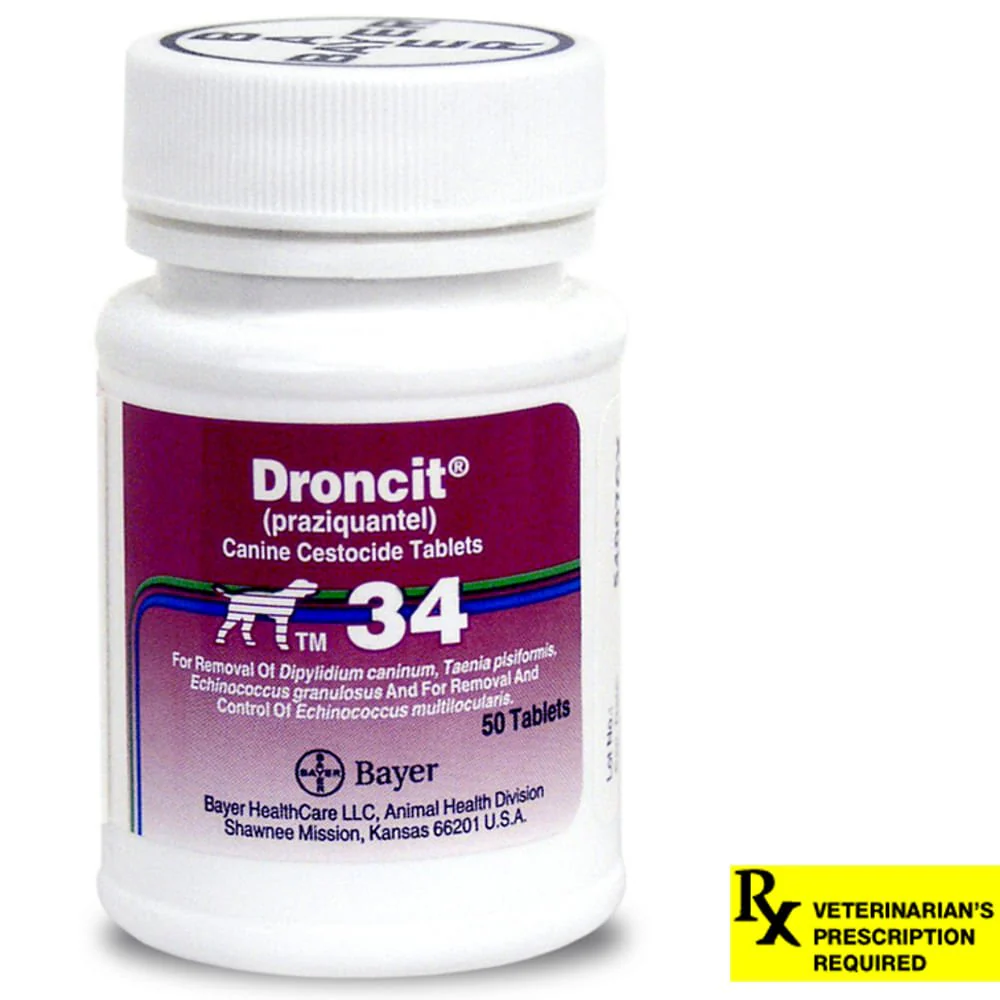 Rx Droncit (praziquantel) Cestocide Tablets for Dogs, 34 mg Tablets - Image 1