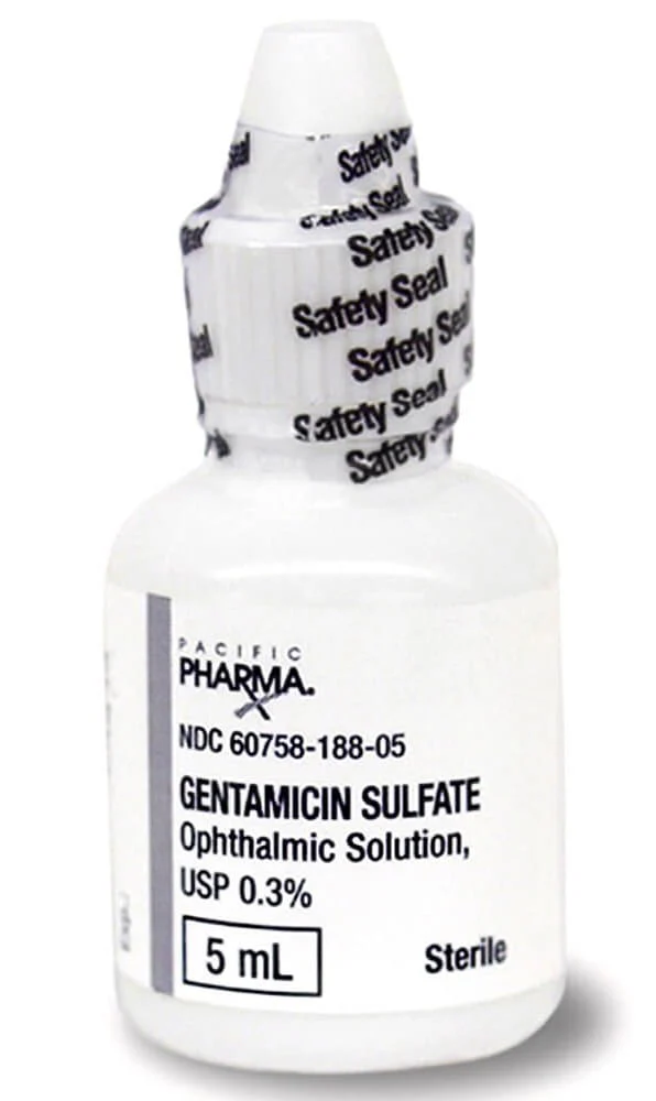 Rx Gentamicin Sulfate (Generic) Opthalmic Solution for Dogs & Cats 0.3%, 5ml bottle - Image 1
