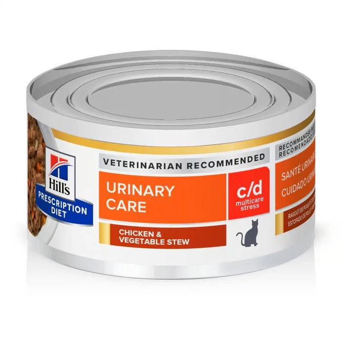 Rx Hill’s Prescription Diet c/d Multicare Urinary Care Stress Chicken & Vegetable Stew Wet Cat Food, 2.9 oz, Case of 24 Cans