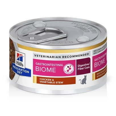 Rx Hill’s Prescription Diet Gastrointestinal Biome Digestive/Fiber Care Chicken & Vegetable Stew Wet Cat Food, 2.9 oz, Case of 24 Cans