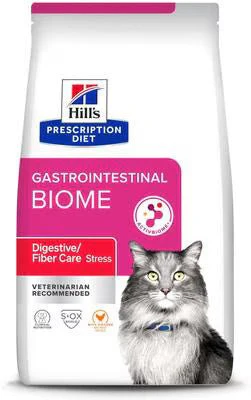Rx Hill’s Prescription Diet Gastrointestinal Biome Stress Digestive/Fiber Care with Chicken Dry Cat Food, 8.5 lb Bag