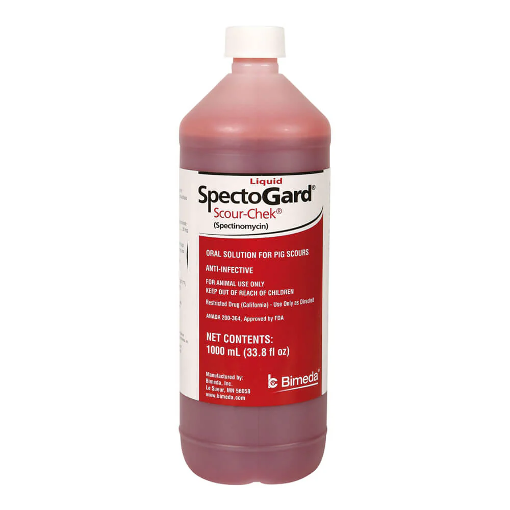Rx Liquid SpectoGard Scour-Chek (Spectinomycin) Oral Antibiotic for Pig Scours, 1000 ml