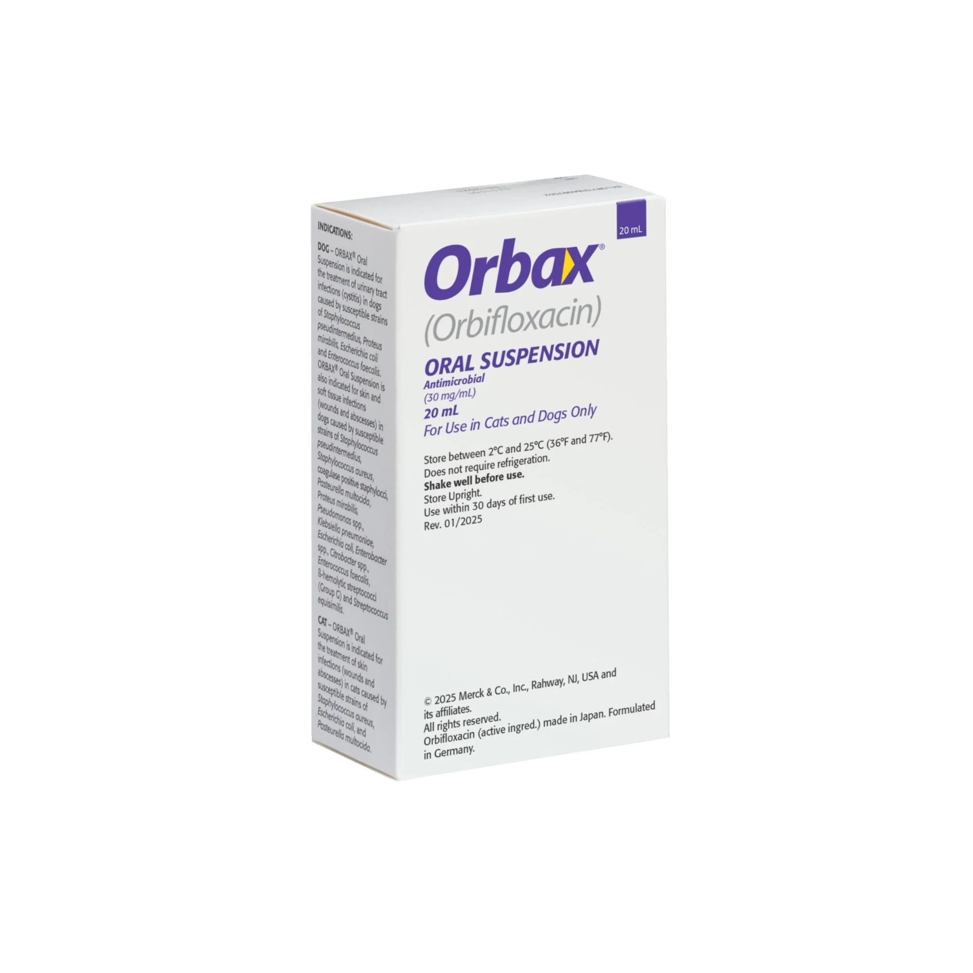 Rx Orbax (orbifloxacin) Oral Suspension for Dogs & Cats, 20mL Bottle - Image 1