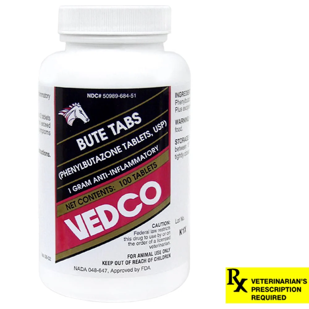 Rx Bute Tabs (phenylbutazone tablet, USP) for Horses, 1 gm x 100 tablets - Image 1