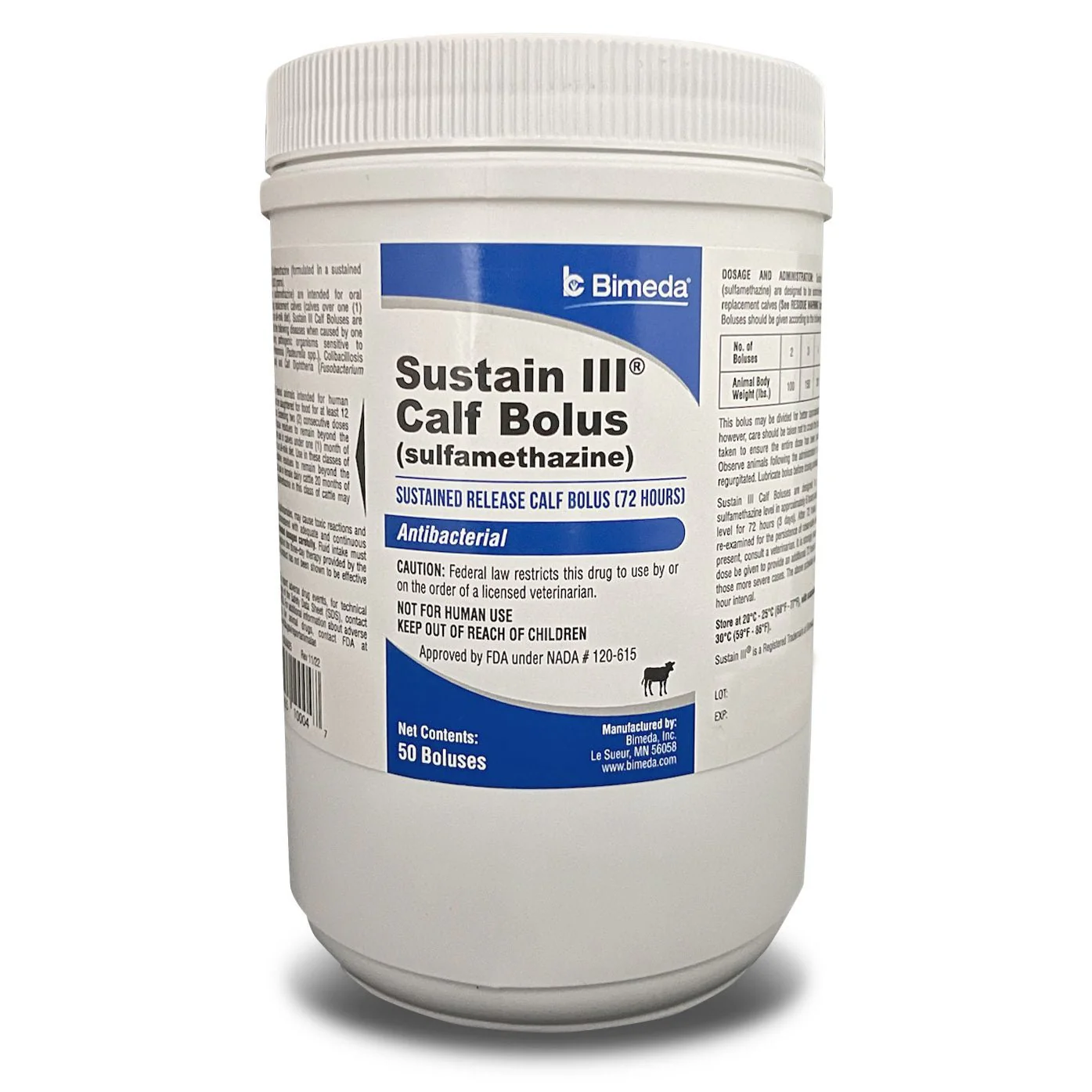 Rx Sustain III Bolus (sulfamethazine) Sustained Release Bolus (72 Hours) for Calves - Image 1