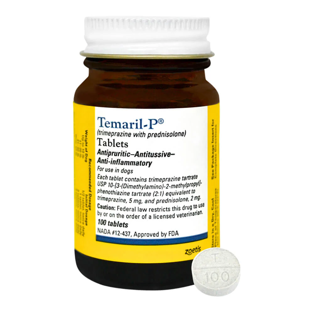 Rx Temaril-P (trimeprazine with prednisolone) Tablets for Dogs - Image 1