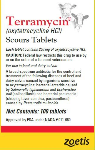 Rx Terramycin (Oxytetracycline HCl) ) Scour Tablets For Calves, 100 ct - Image 1
