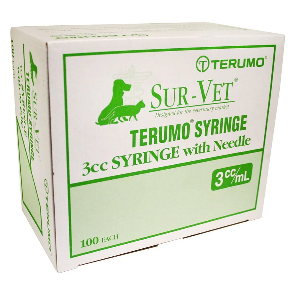 Rx Terumo SUR-VET Luer Lock Syringe with Needle, 3 cc LL, 100 ct - Image 1
