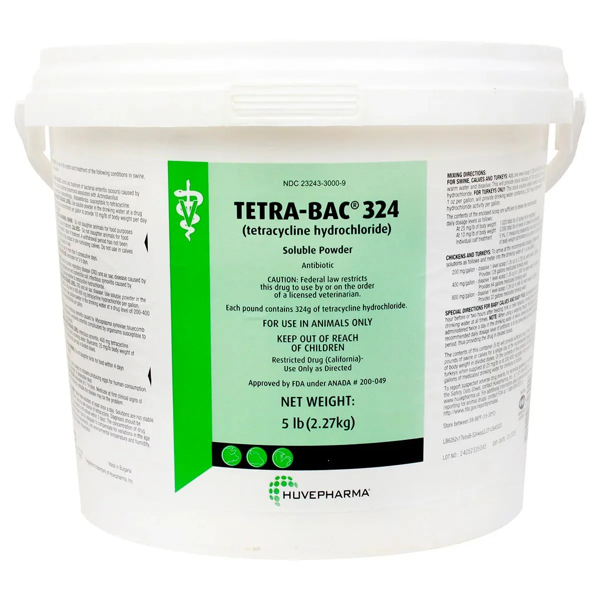 Rx Tetra-Bac 324 (tetracycline hydrochloride) Soluble Powder for Livestock, 5 lbs - Image 1