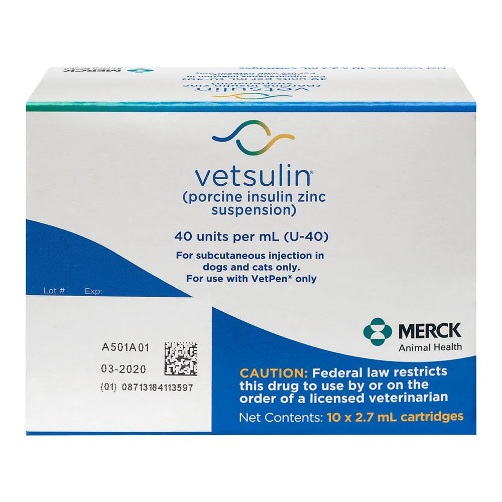 Rx Vetsulin (porcine insulin Zinc suspension) U-40 Cartridge for Vet Pen, 40u/ml 2.7ml, 10pk - Image 3