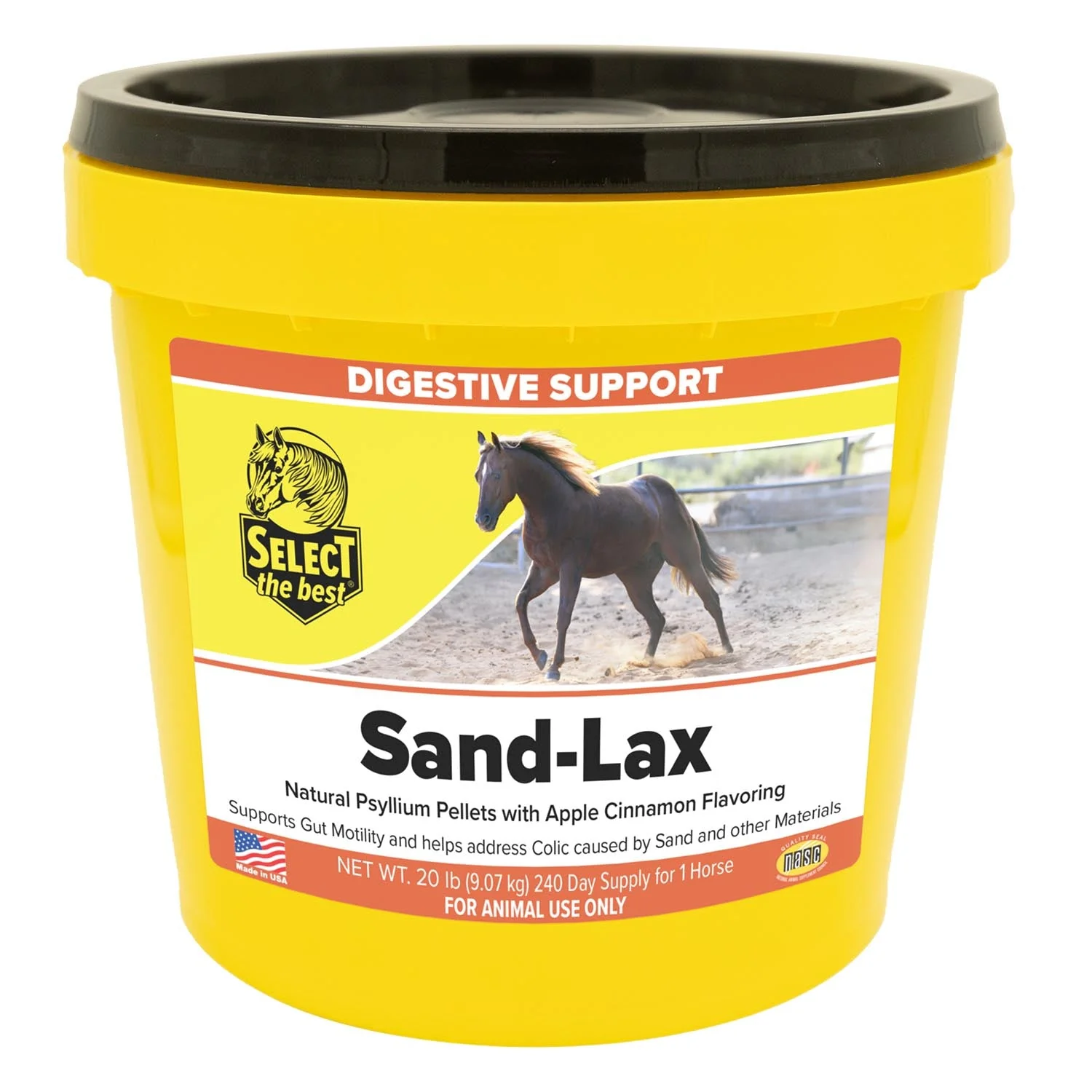 Sand-Lax 100% Psyllium Pellets – Horse Digestive Supplement for Gut Health & Sand Colic Prevention, Apple Molasses Flavor - Image 1