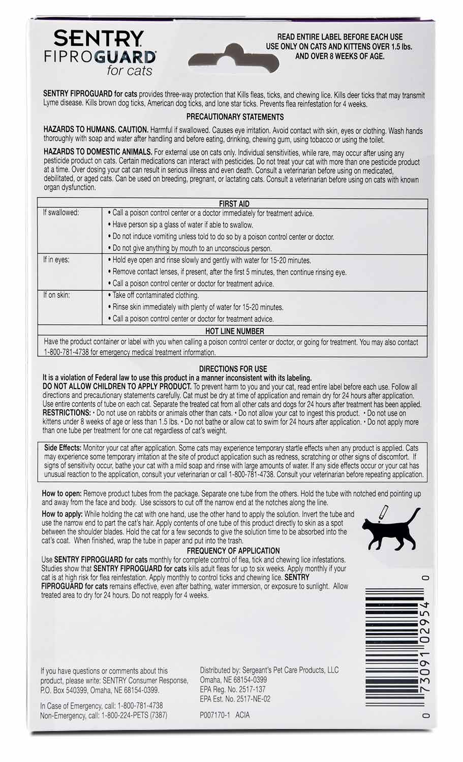 Sentry FiproGuard Flea & Tick Topical for Cats - Image 2