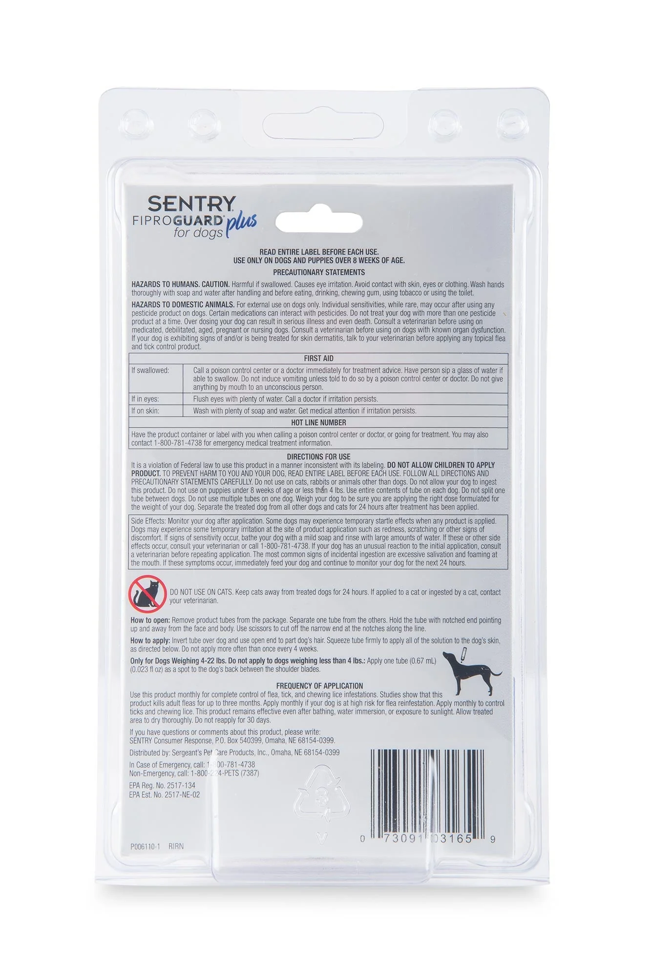 SENTRY Fiproguard Plus Topical Flea & Tick Prevention for Dogs - Image 2