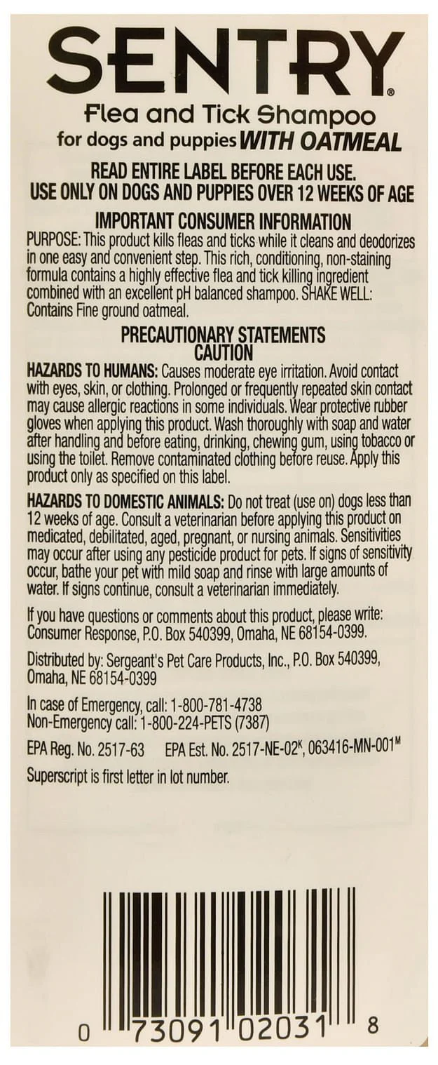 Sentry Flea & Tick Shampoo for Dogs & Puppies, 64 oz - Image 2