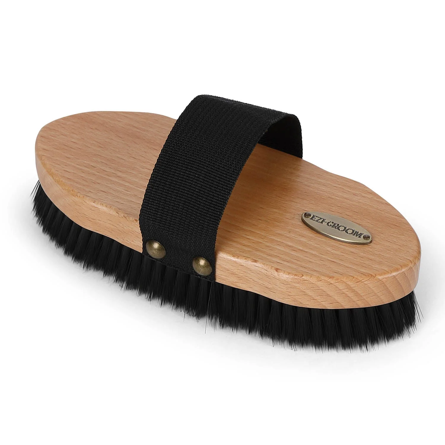 Shires Ezi-Groom Premium Horse Body Brush with Hand Loop and Synthetic Bristles