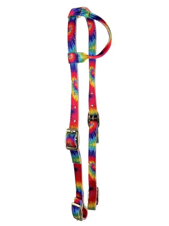 Showman Nylon One Ear Patterned Horse Headstall with Nickel Plated Buckles - Image 2