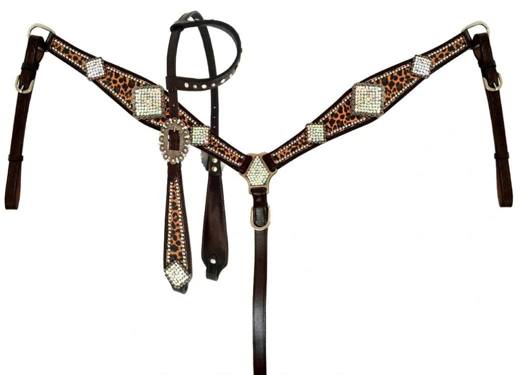 Showman Rhinestone Concho & Cheetah Tack Set - Image 1