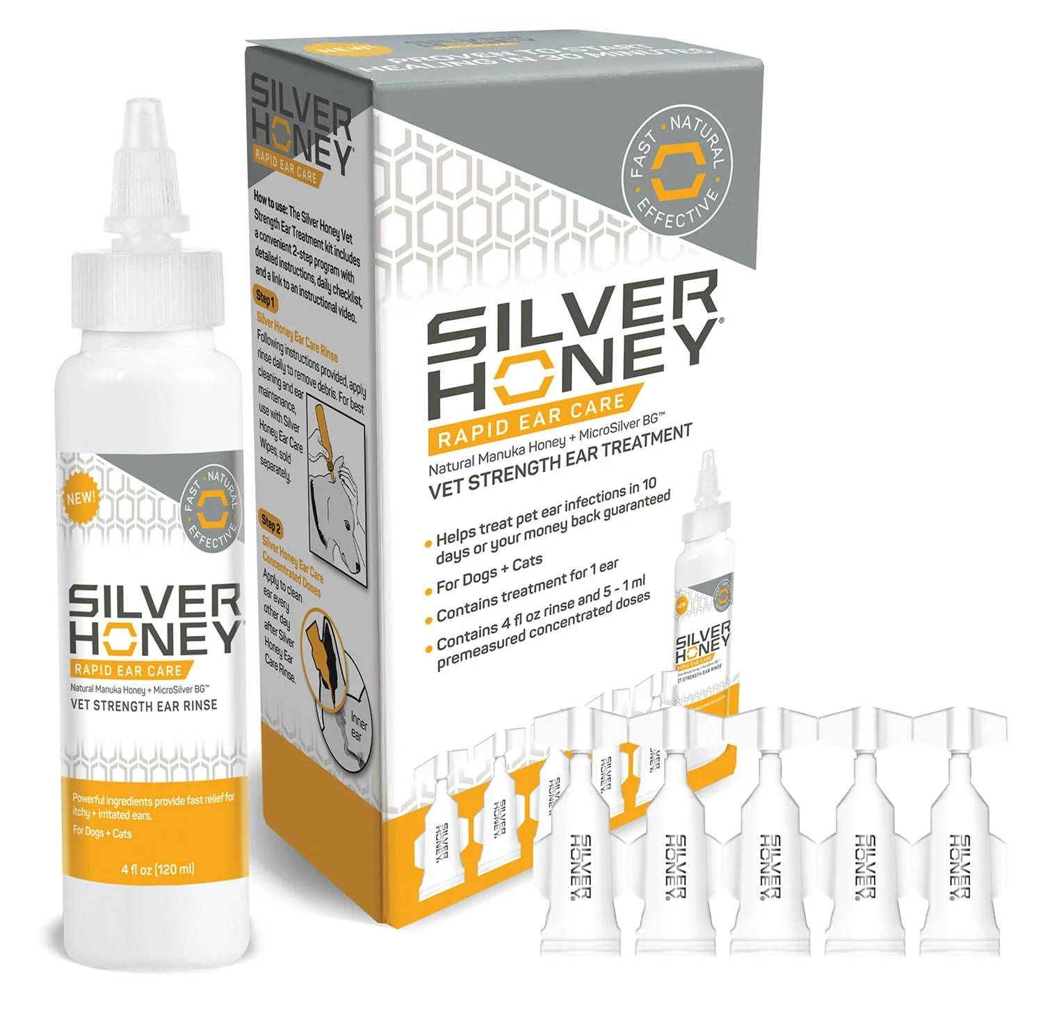 Silver Honey Rapid Ear Care Vet Strength Ear Treatment Rinse + Concentrated Doses - Image 2
