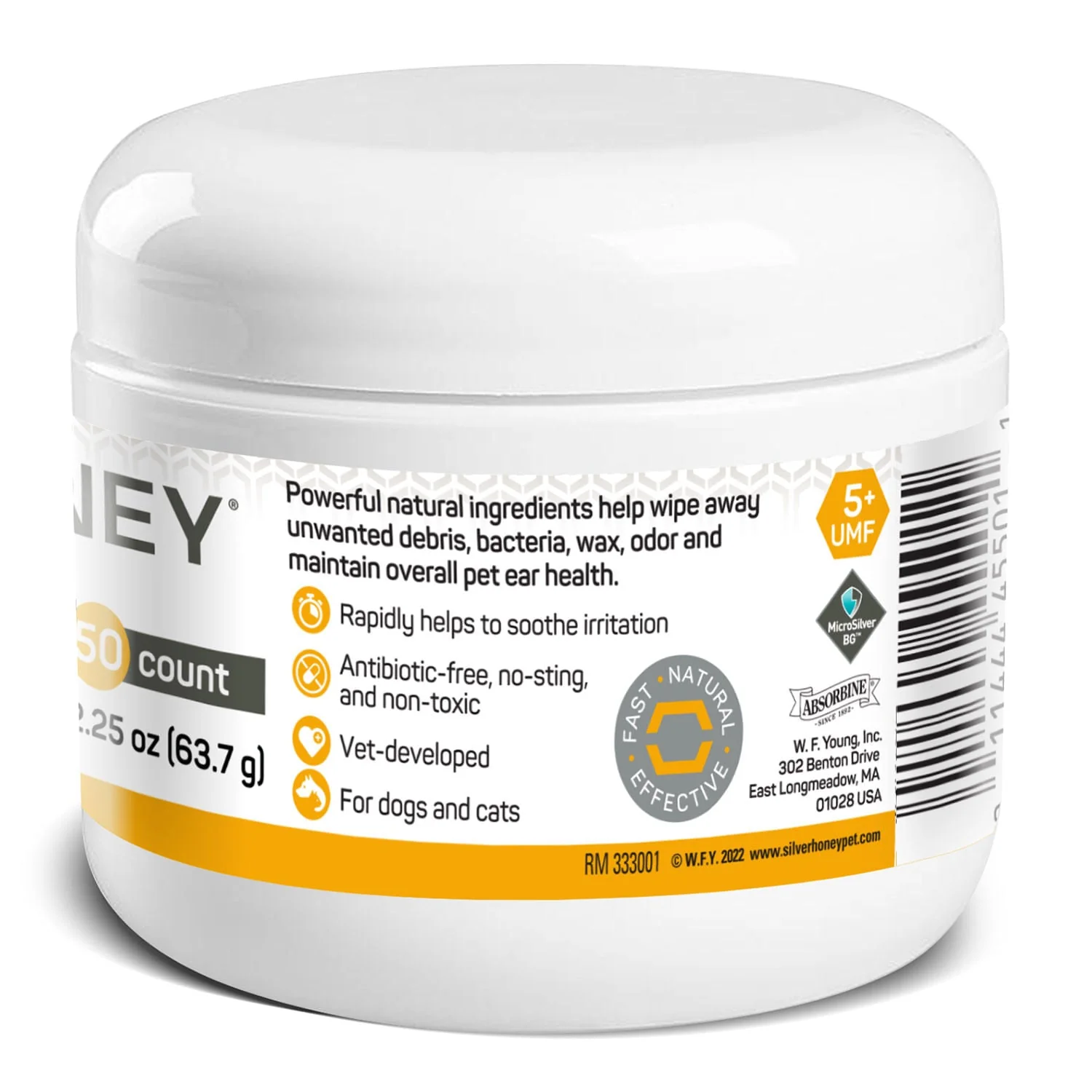 Silver Honey Rapid Ear Care Vet Strength Pet Wipes - Image 2