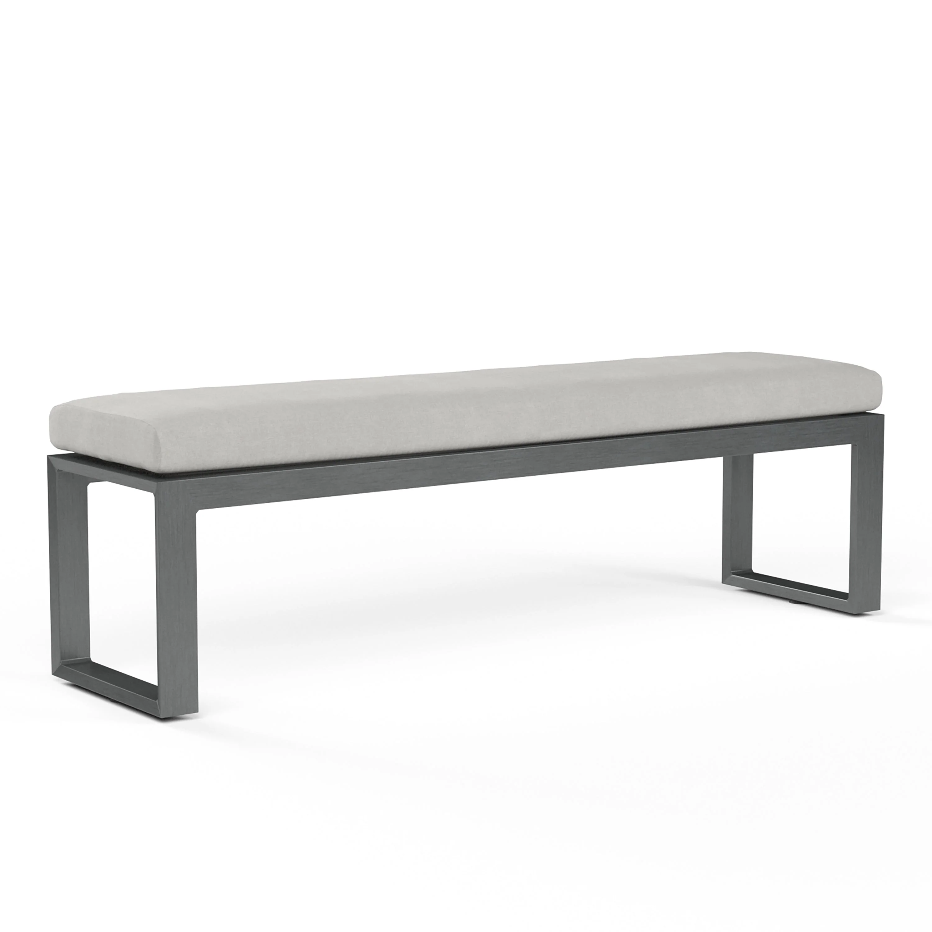 Redondo Dining Bench in Cast Silver, No Welt