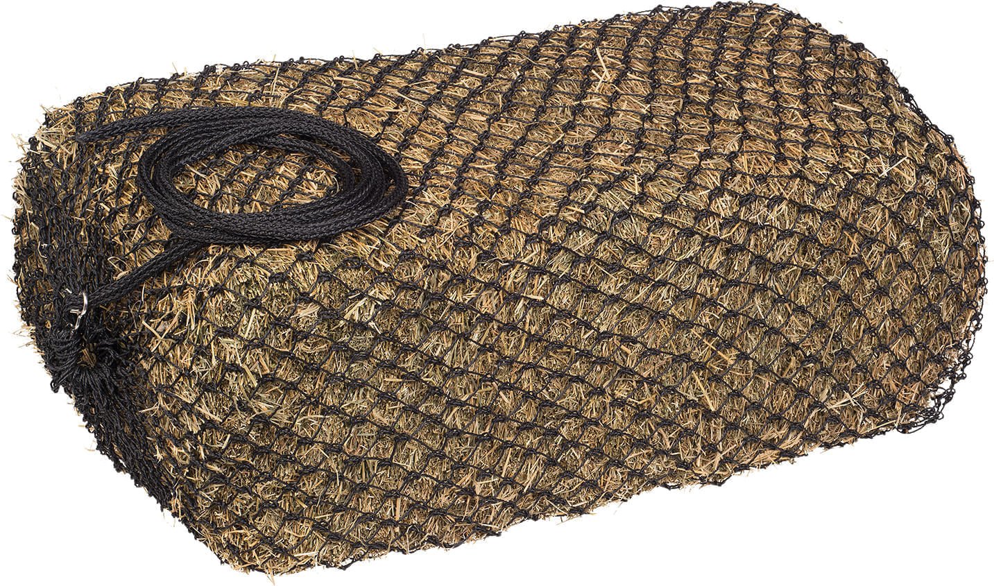 Slow Feed Square 2x2 Hay Bale Bag, Black - Image 1