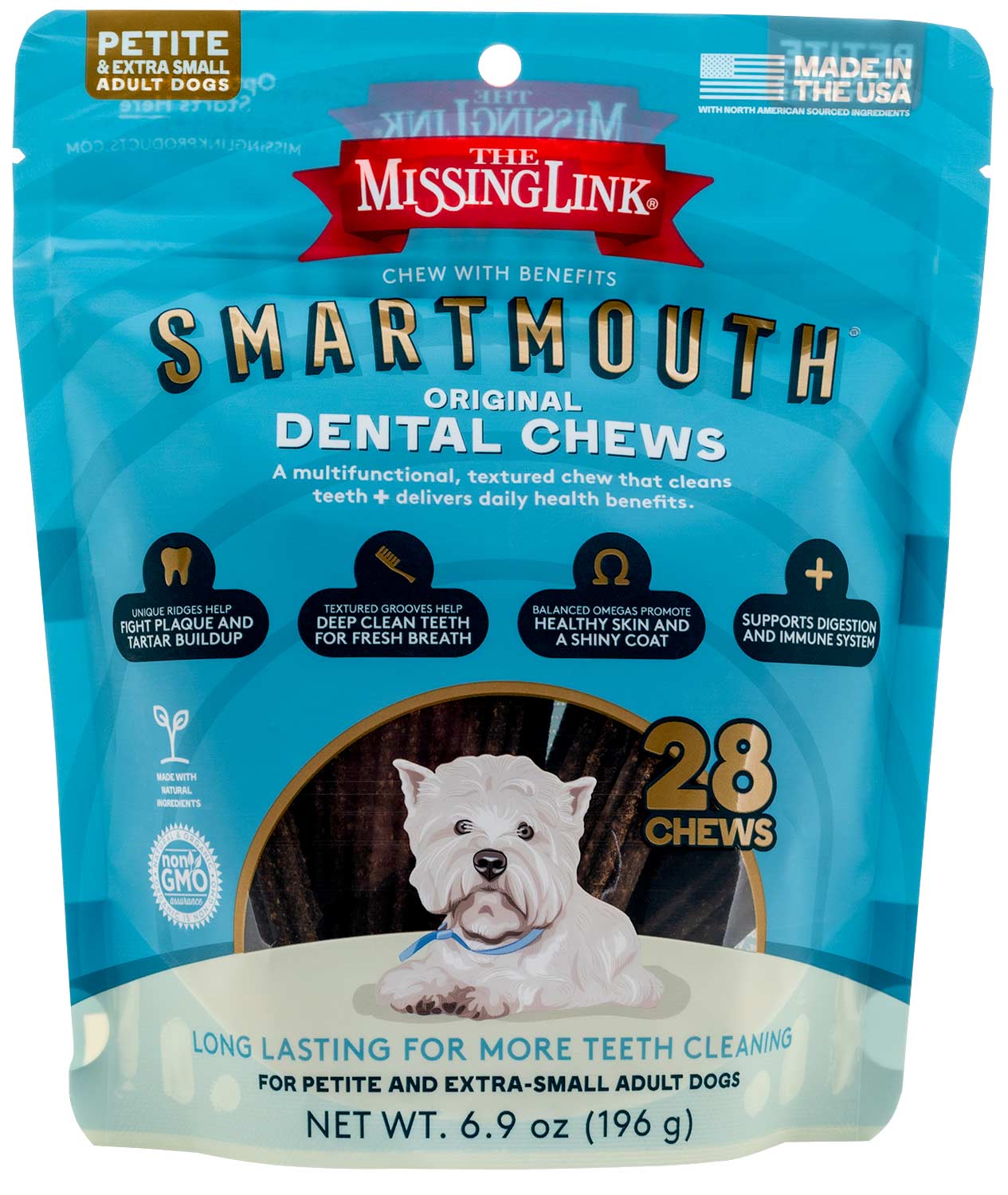 Smartmouth 7-in-1 Dental Chews for Dogs – Plaque Control, Fresh Breath, Glucosamine & Omega Support, Natural, Non-GMO - Image 1