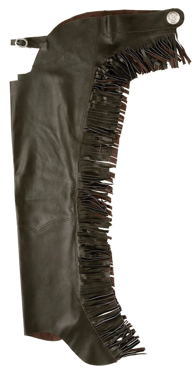 Smooth Leather Chaps with Fringe - Image 3