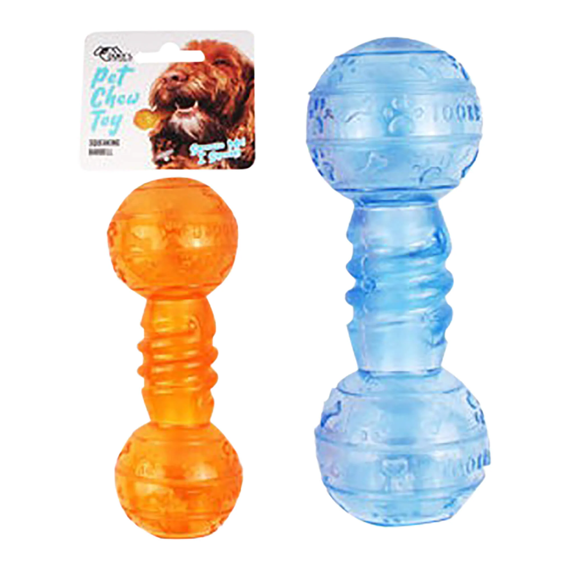 Squeaking Barbell Pet Chew Toy, Assorted Colors, 6.5"L - Image 1