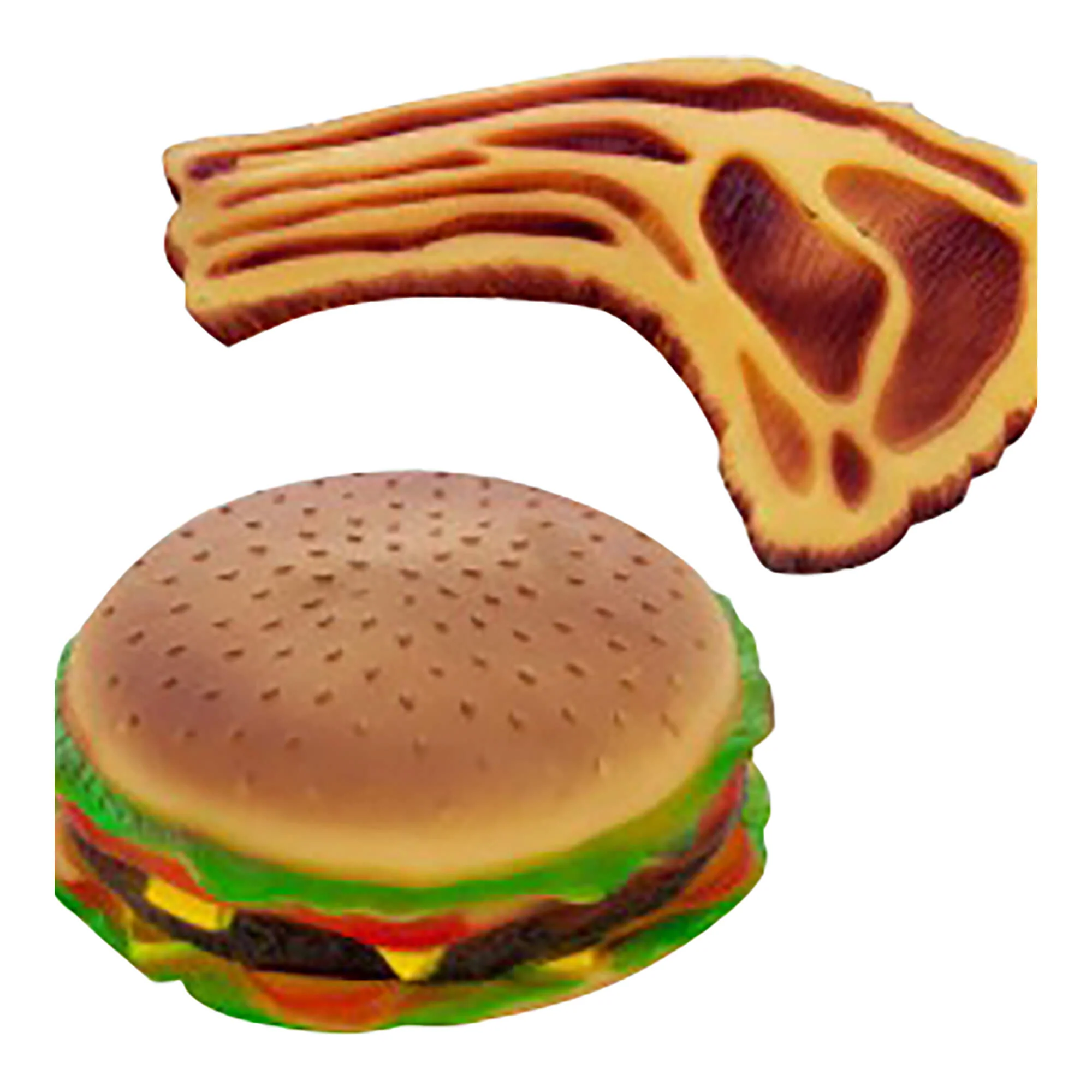Squeaky Hamburgers & Steaks Dog Toy, Assorted - Image 1