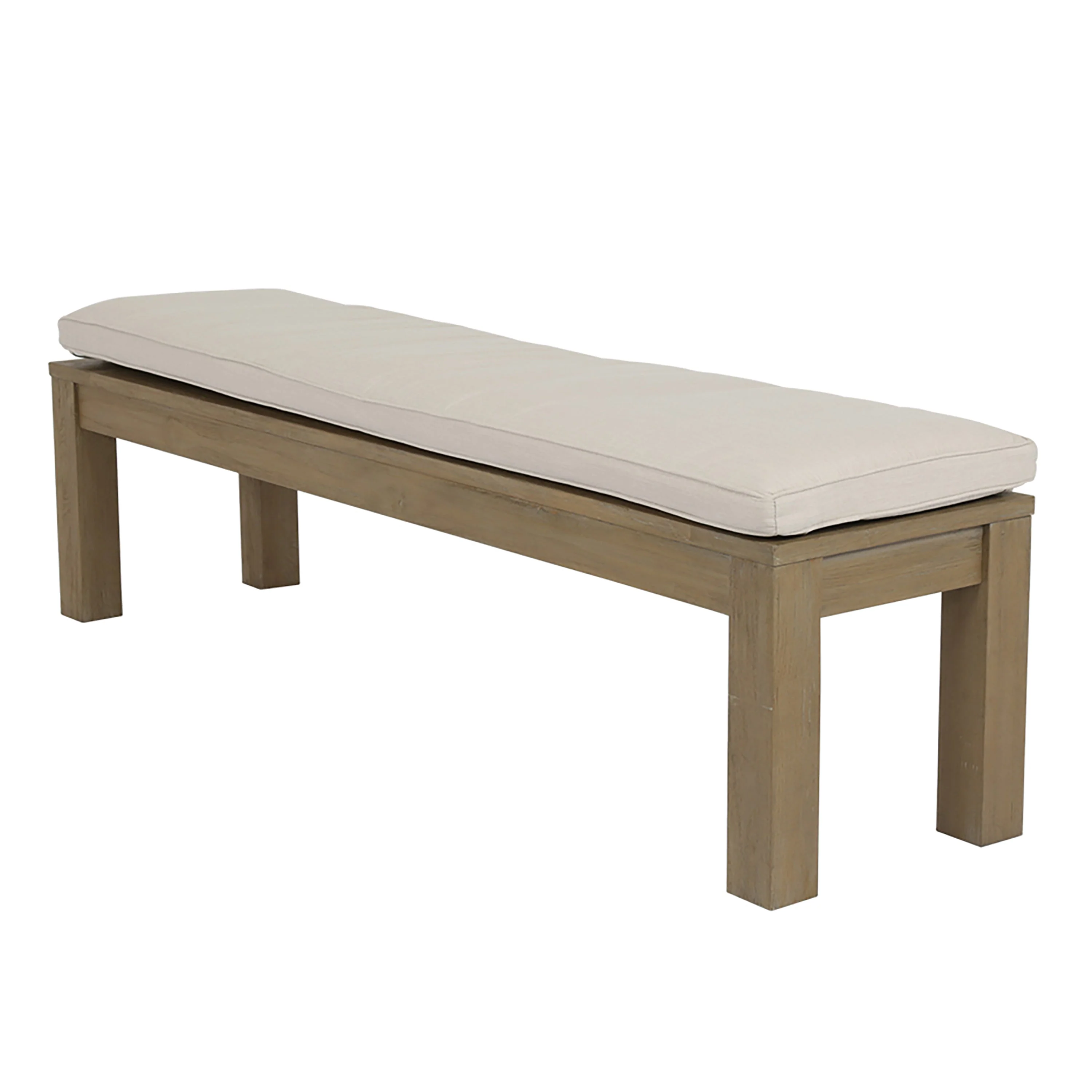 Coastal Teak Dining Bench in Canvas Canvas, No Welt - Image 3