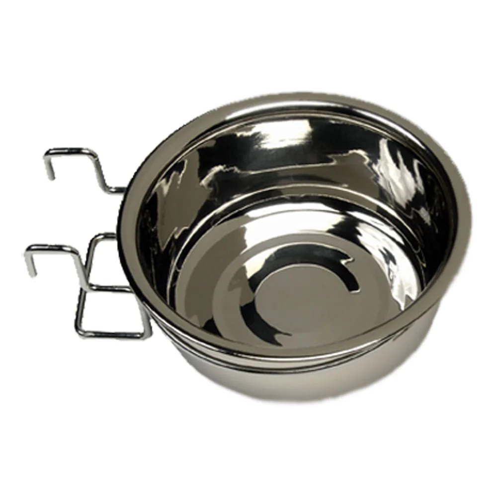 Stainless Steel Bowl / Coop Cup with Wire Holders & Hook, 64 oz - Image 1
