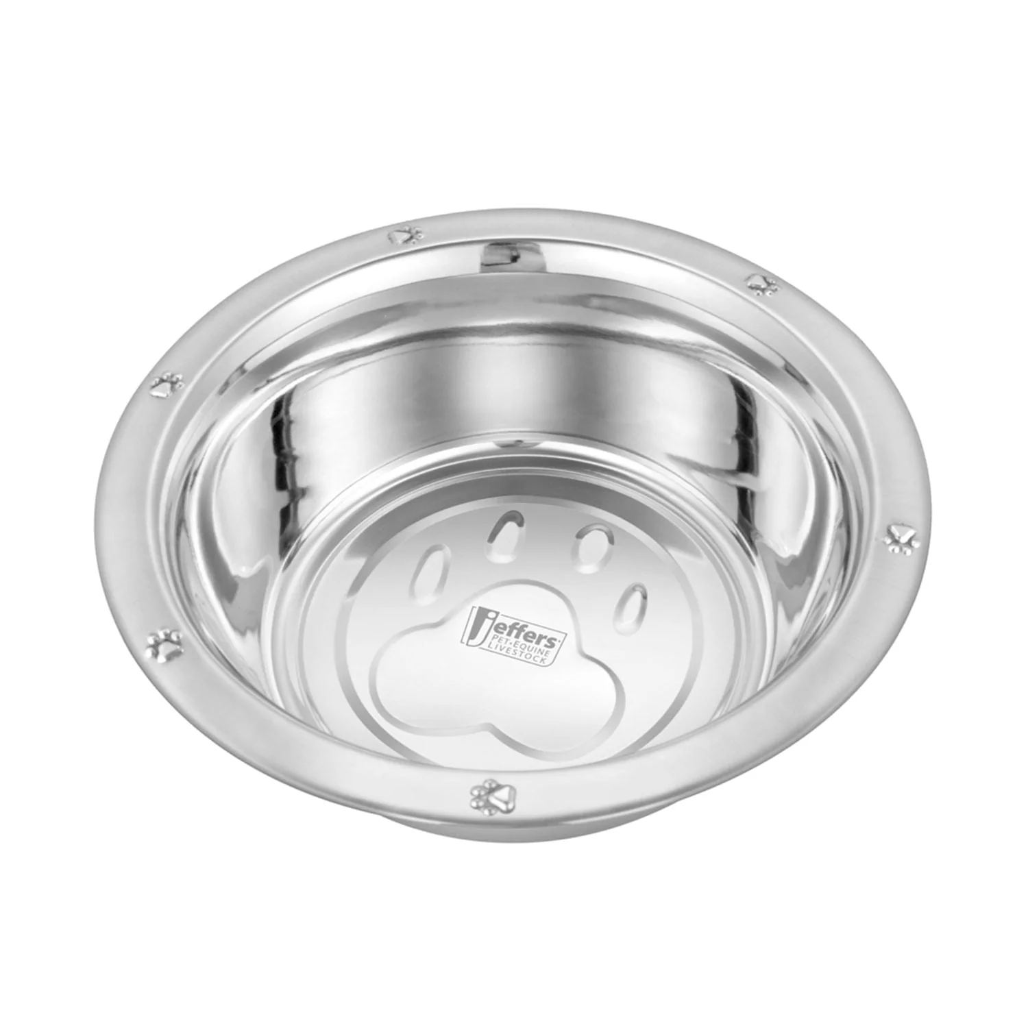 Jeffers Stainless Steel Embossed Wide-Lip Food & Water Pet Bowls - Image 1