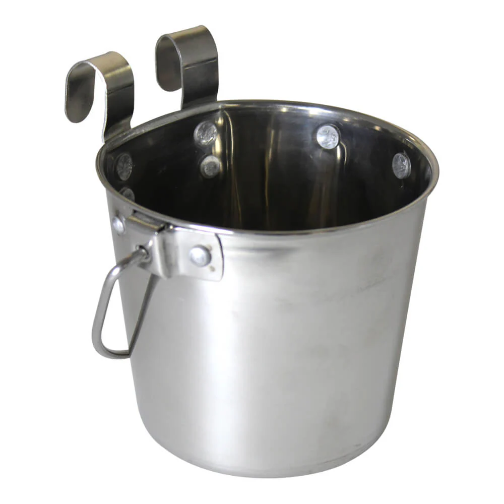 Stainless Steel Pail, Flat Sided Hook-On with Rivets - Image 1
