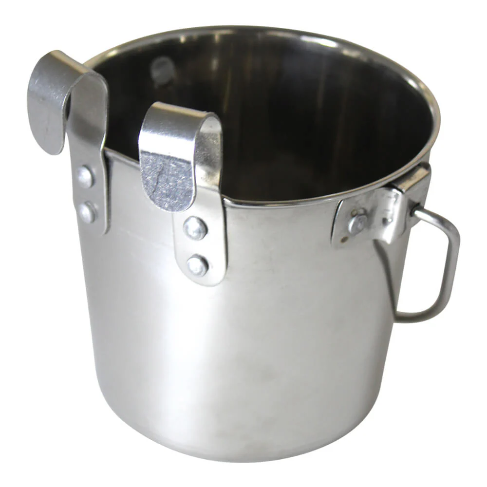 Stainless Steel Pail, Flat Sided Hook-On with Rivets - Image 2