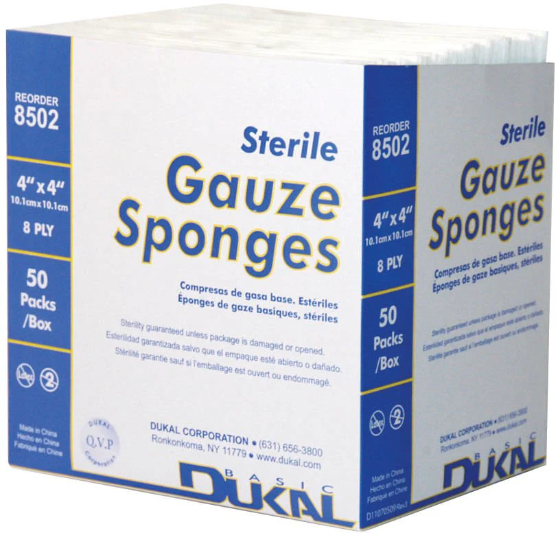 Medical Sterile Gauze Sponges 4" x 4" – Latex-Free 8-Ply Cotton Pads for Wound Care, 50 Count - Image 1