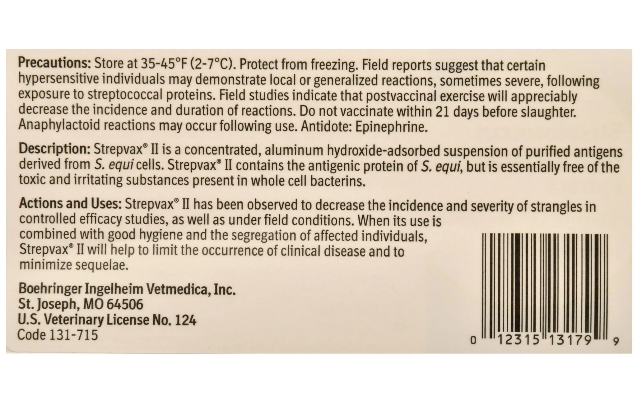 Strepvax II (with syringe/needle) Vaccine for Horses - Image 3