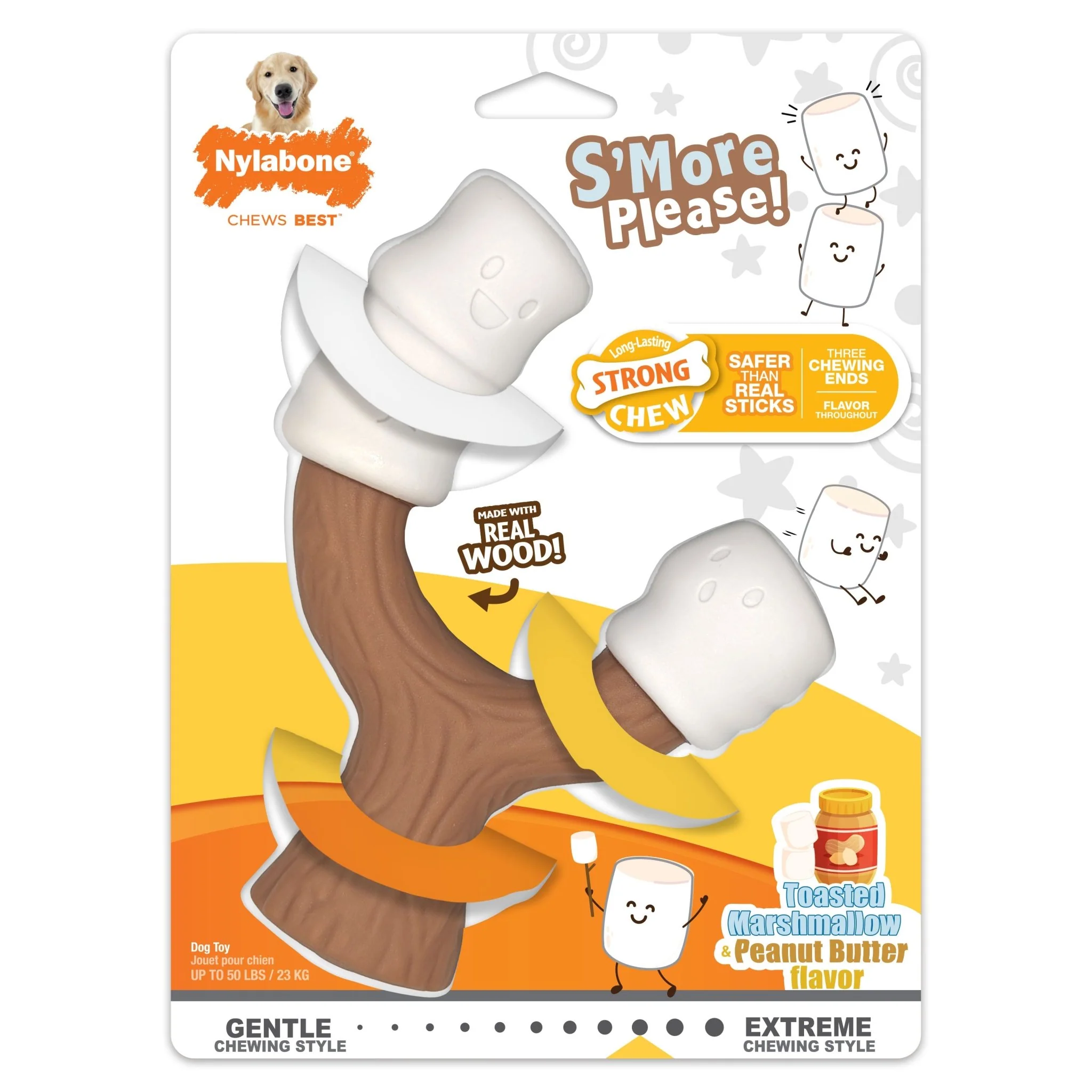 Strong Chew Marshmallow Stick Dog Toy, Marshmallow & Peanut Butter, Large/Giant, Up to 50 lbs. - Image 1
