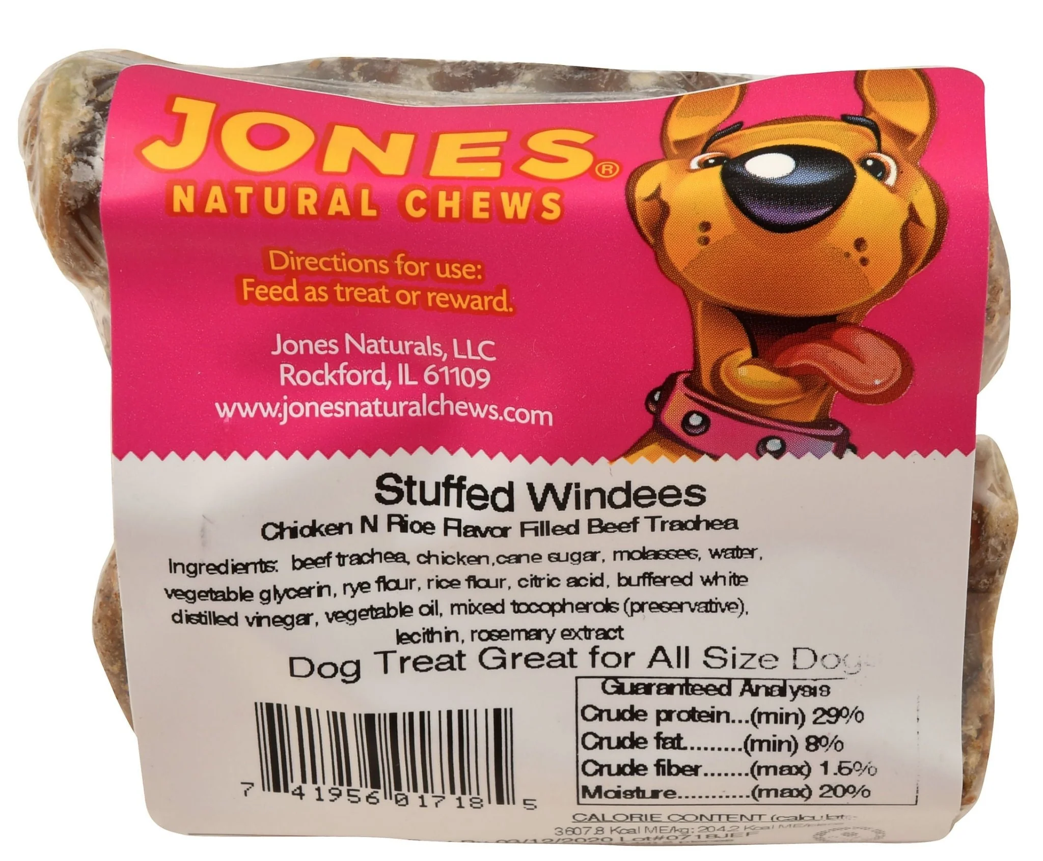 Stuffed Windees Made in USA Beef Trachea Dog Treat, Chicken N Rice Flavor - Image 1